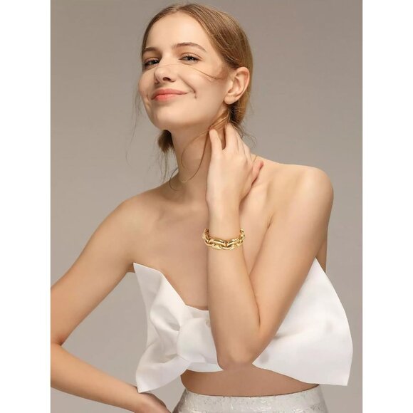 Chunky Chain Bracelet for Women Adjustable Gold/Silver Thick Statement Link Jewe - Picture 8 of 8